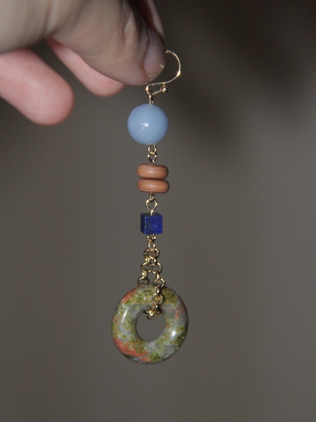Natural Jade Peace Buckle Drop Earrings