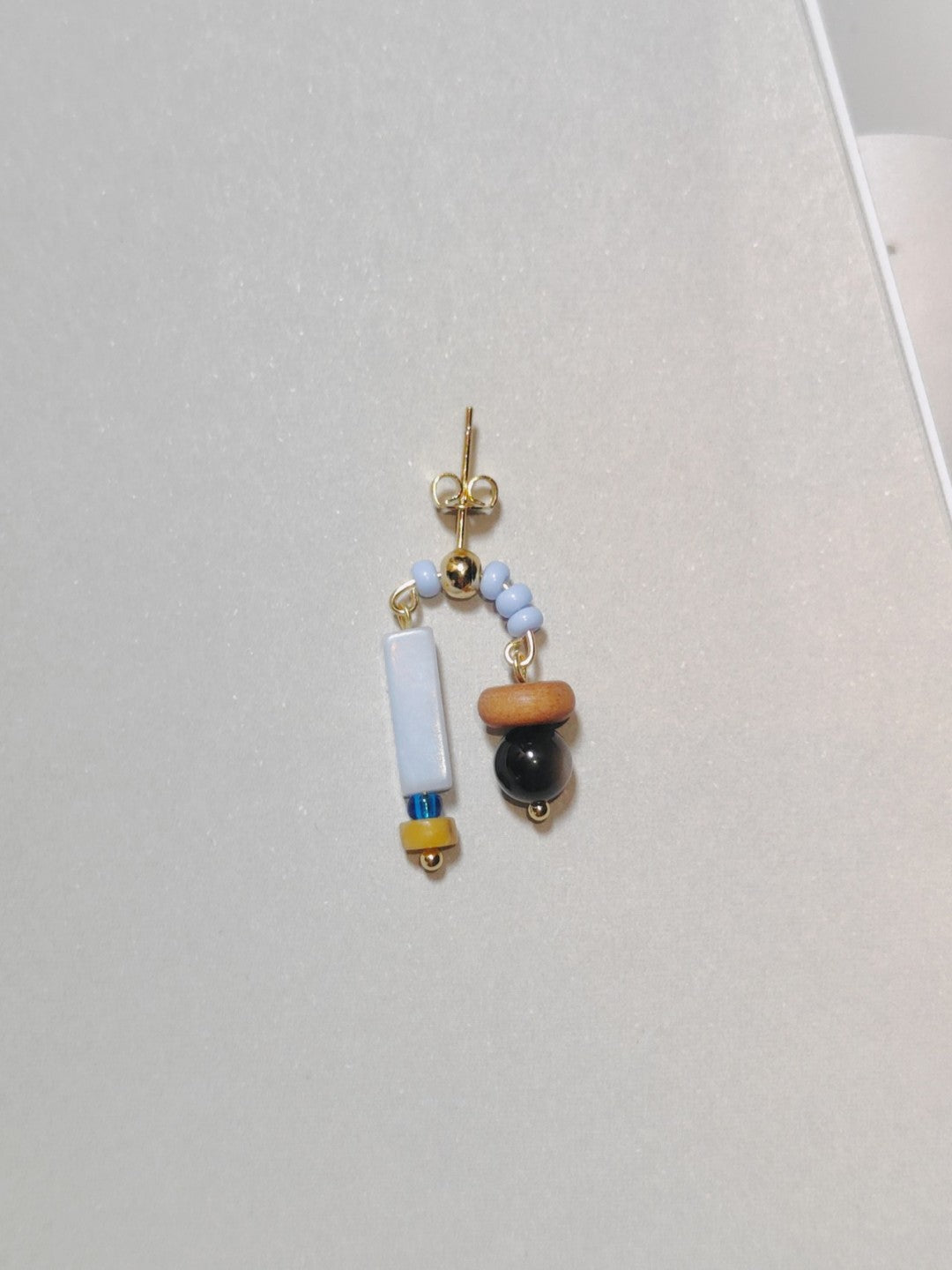 Red & Blue Natural Stone Asymmetric Earrings