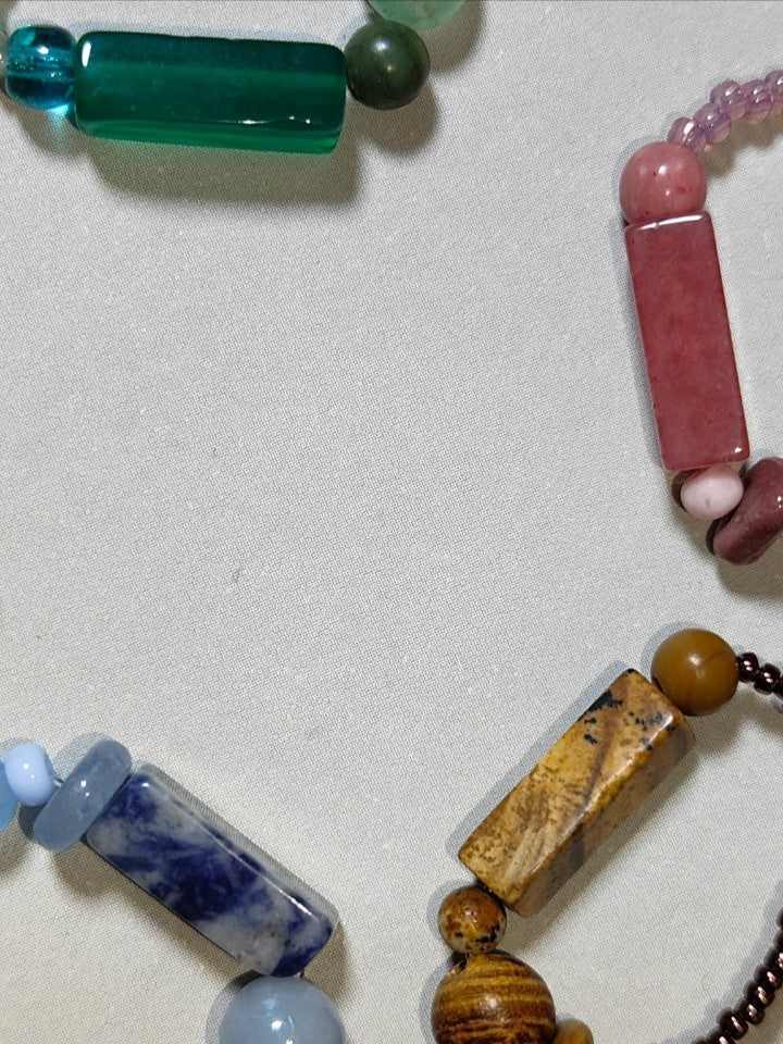 Colorful Natural Jade Beads Ring