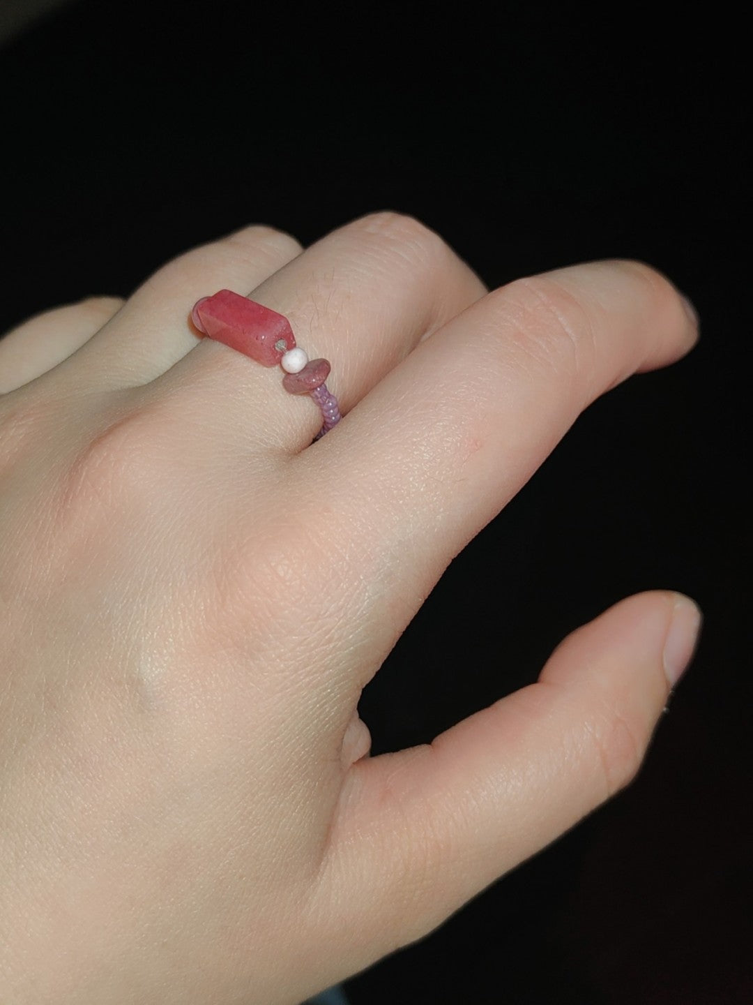 Colorful Natural Jade Beads Ring
