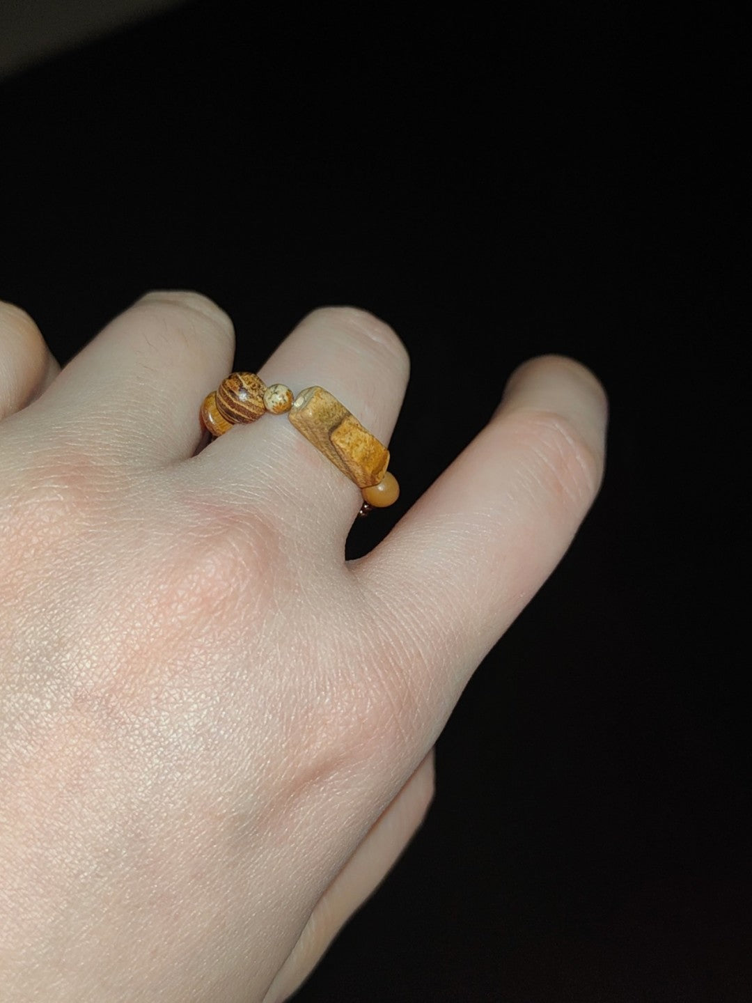 Colorful Natural Jade Beads Ring