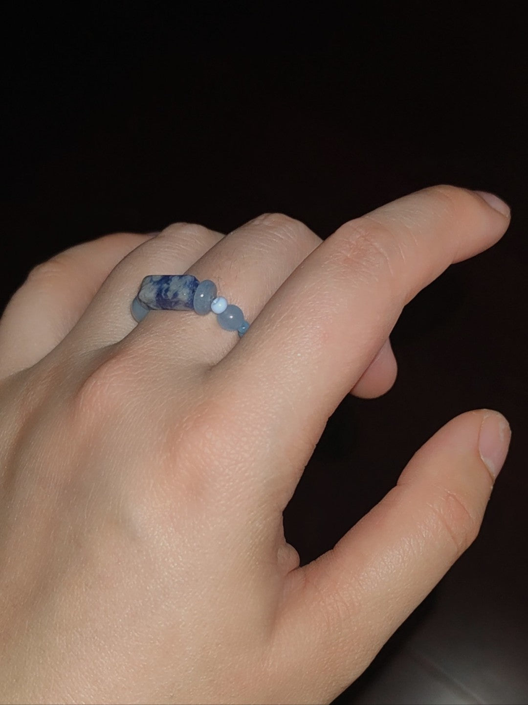 Colorful Natural Jade Beads Ring
