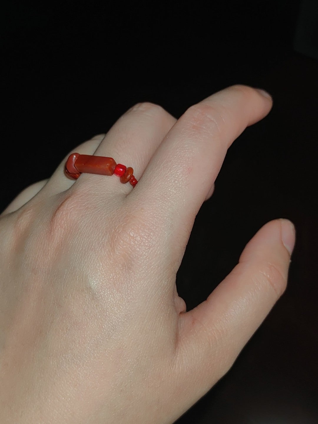 Colorful Natural Jade Beads Ring