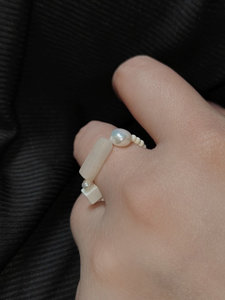 Colorful Natural Jade Beads Ring