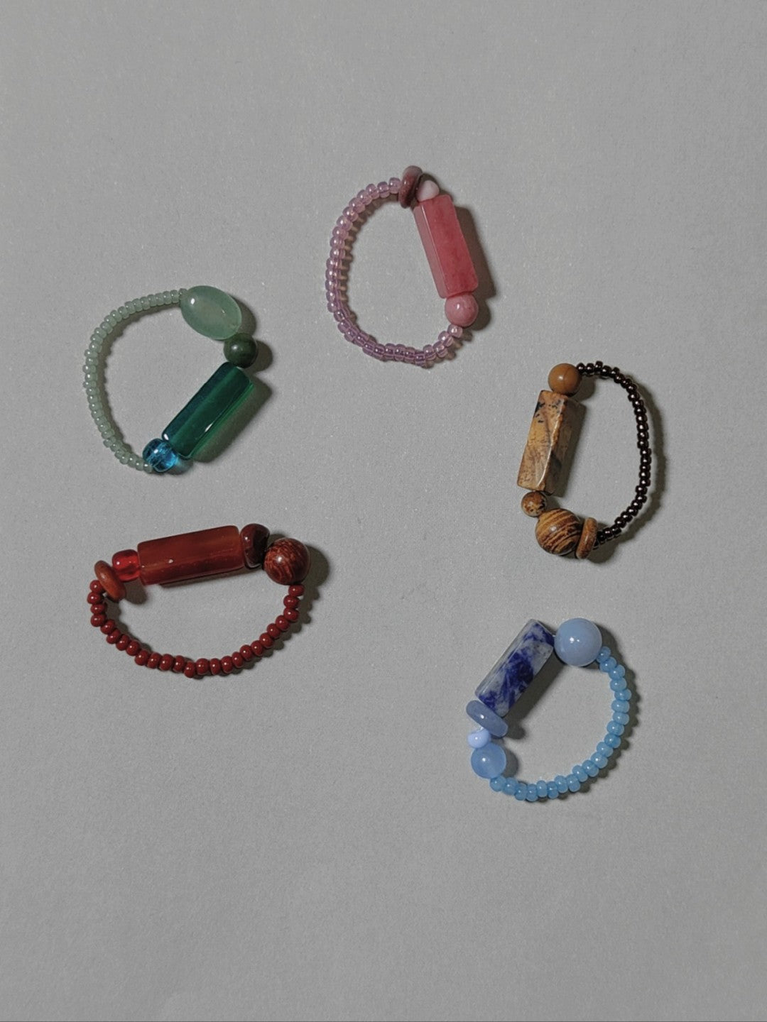 Colorful Natural Jade Beads Ring