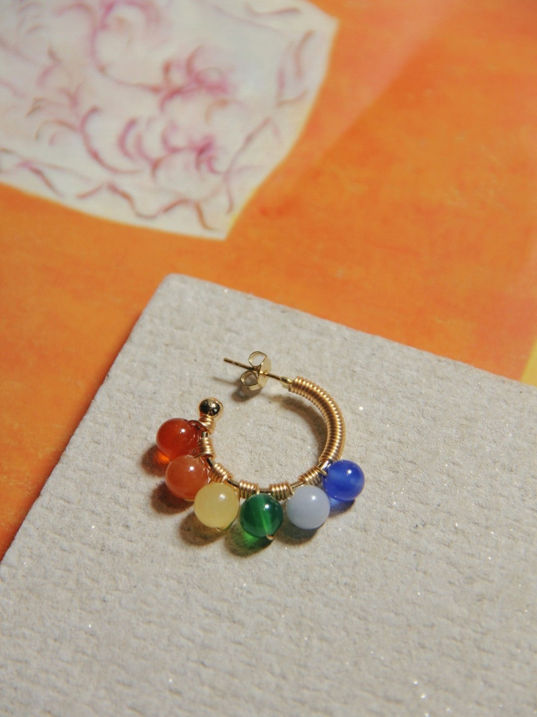 Cute Natural Stone Pearl Beaded Hoop Earrings