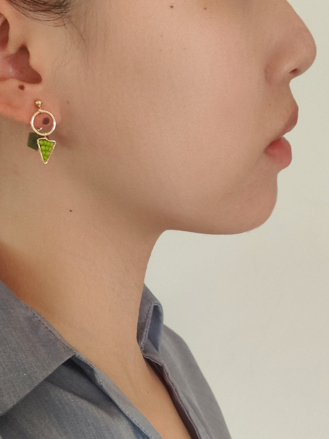 Natural Jade Green Triangle Earrings
