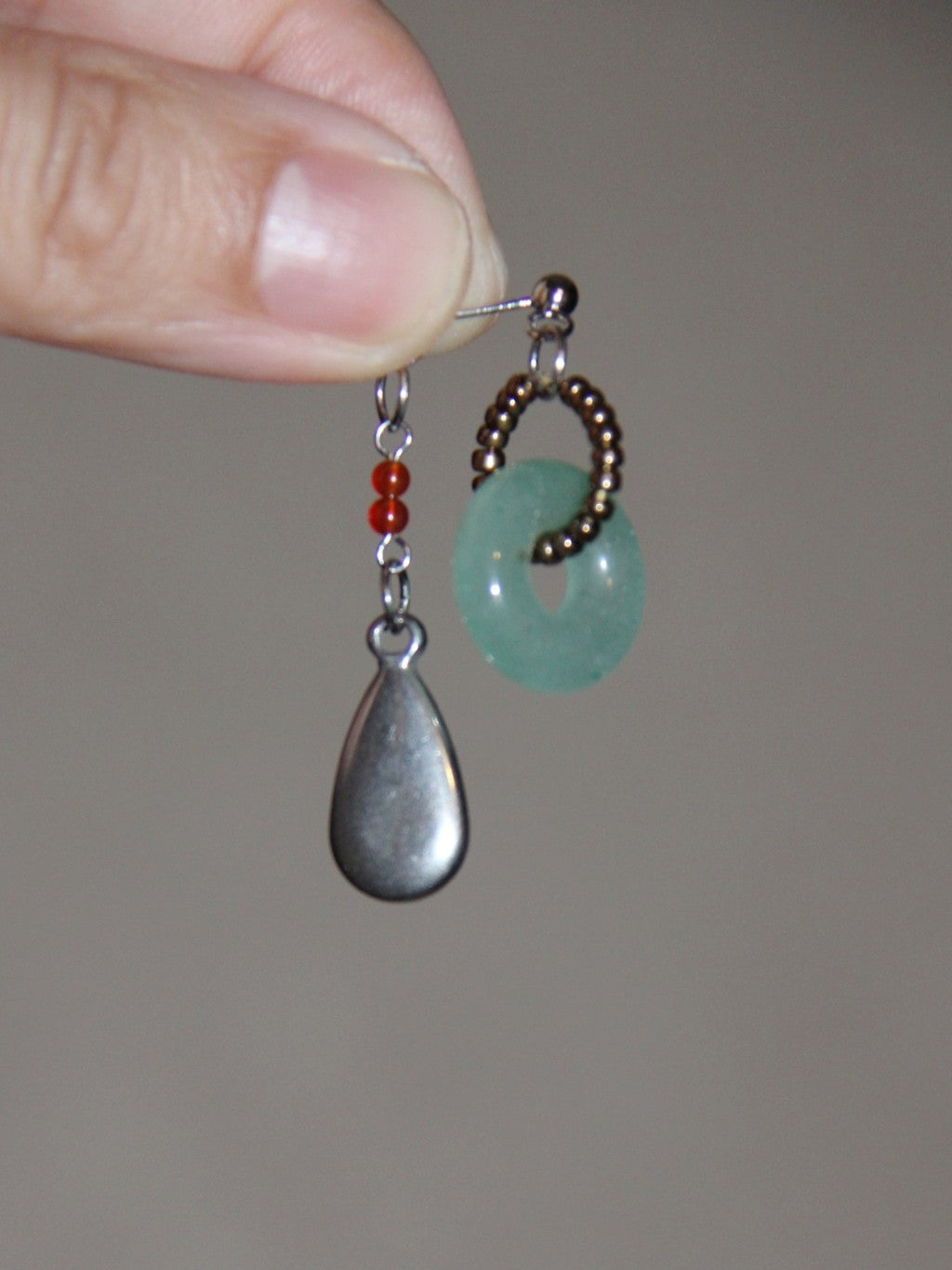 Celadon Jade Beaded Drop Earrings