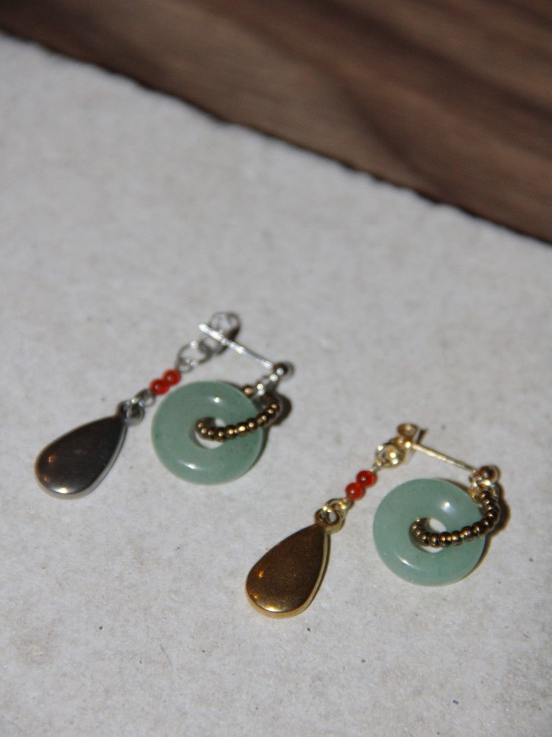Celadon Jade Beaded Drop Earrings