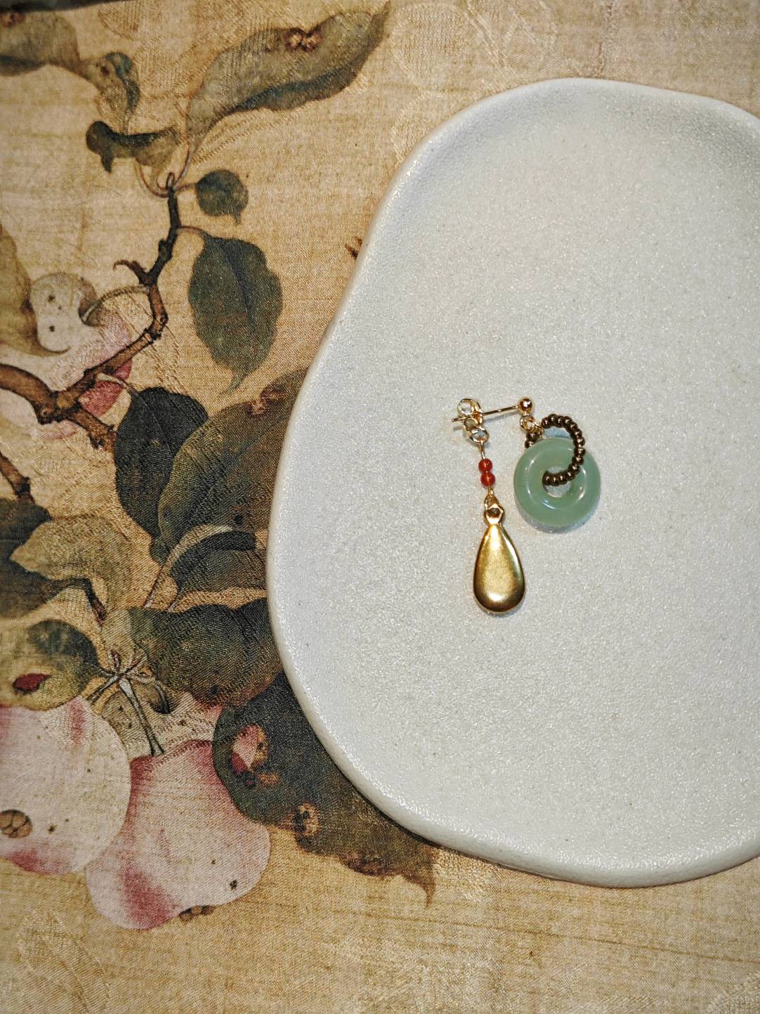 Celadon Jade Beaded Drop Earrings