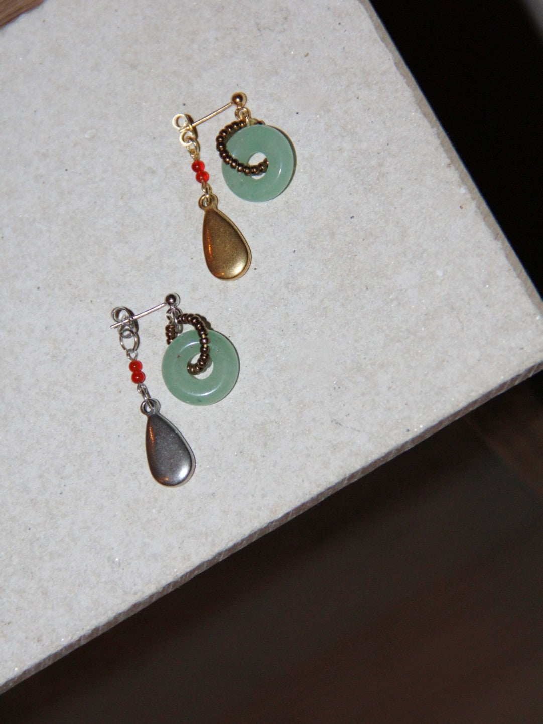 Celadon Jade Beaded Drop Earrings