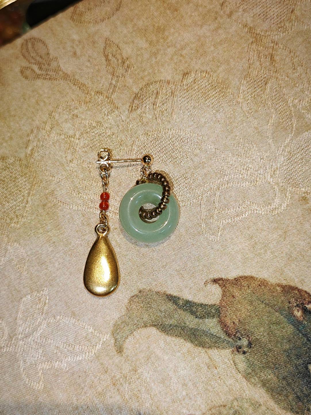 Celadon Jade Beaded Drop Earrings