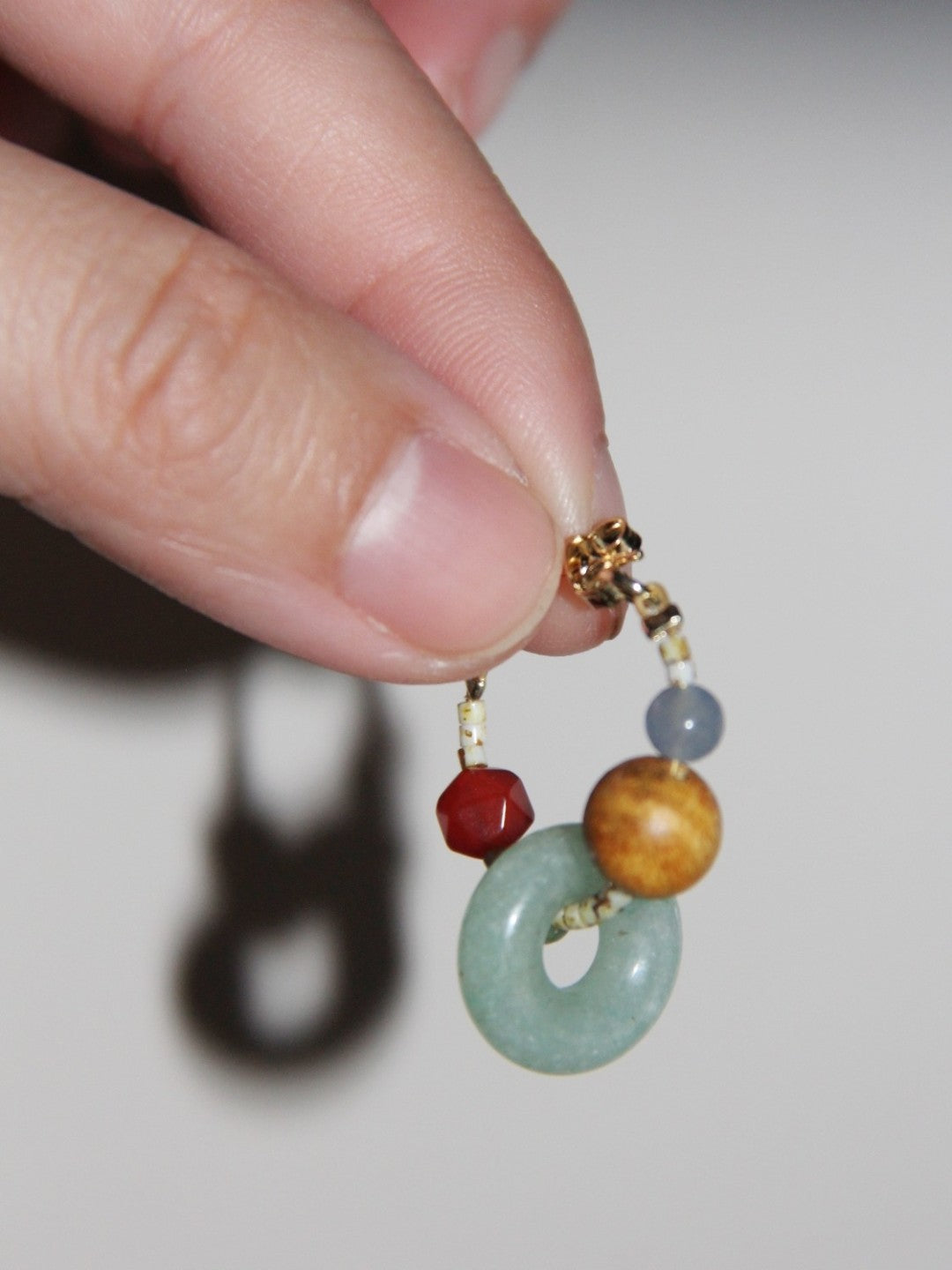 Peace Buckle Jade Beaded Hoop Earrings