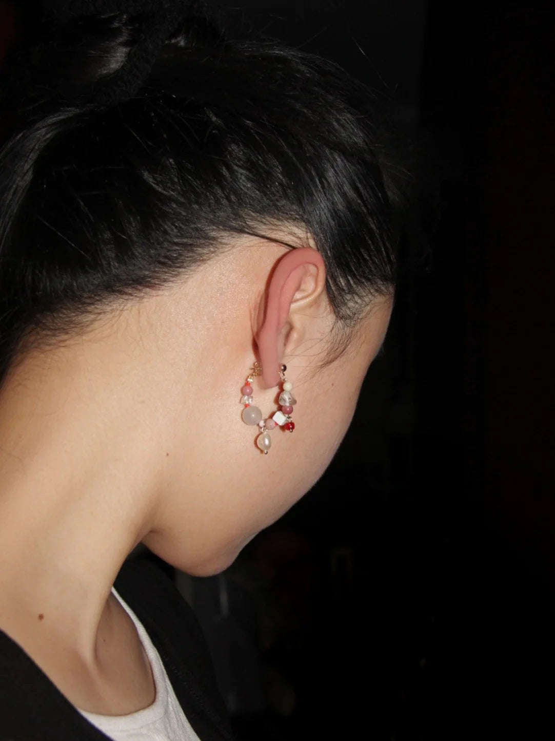 Pink Ballet Girl Asymmetrical Hoop Earrings