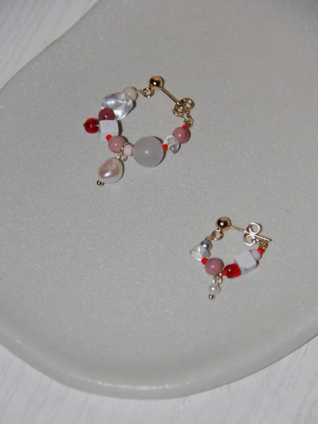 Pink Ballet Girl Asymmetrical Hoop Earrings