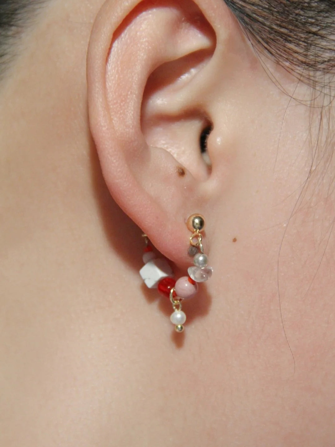Pink Ballet Girl Asymmetrical Hoop Earrings