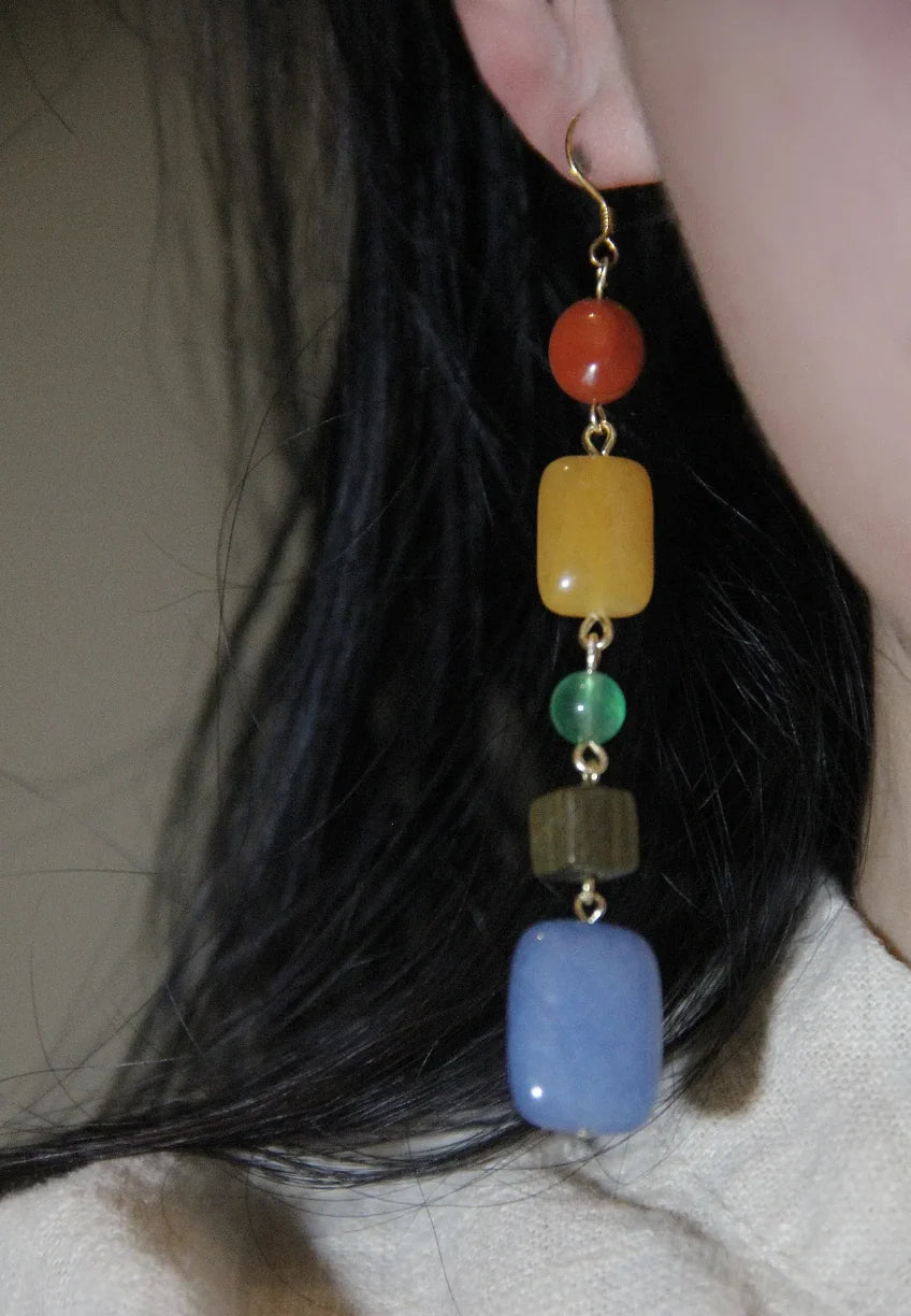 Natural Stone Rainbow Candy Drop Earrings