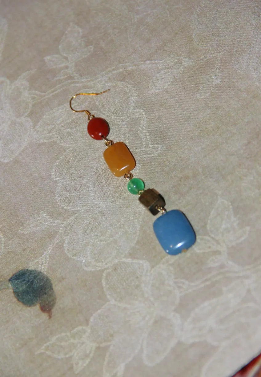 Natural Stone Rainbow Candy Drop Earrings