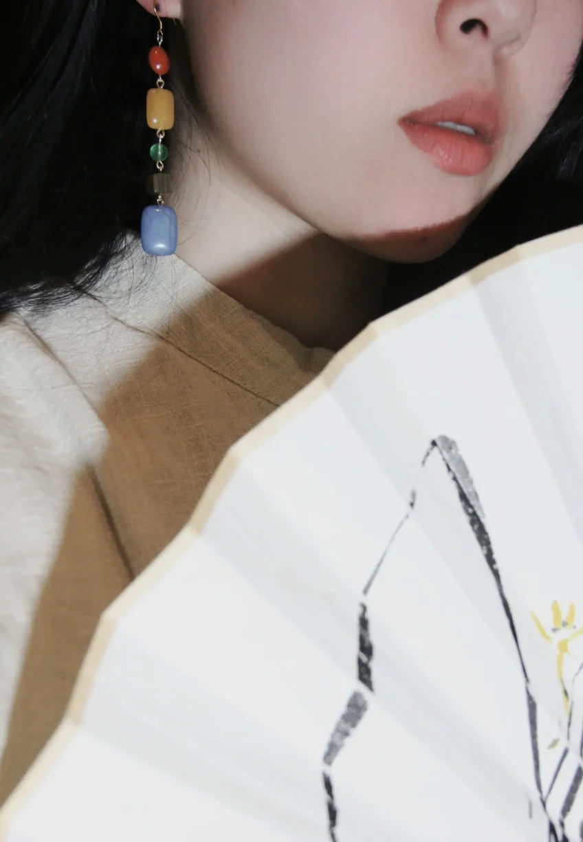 Natural Stone Rainbow Candy Drop Earrings