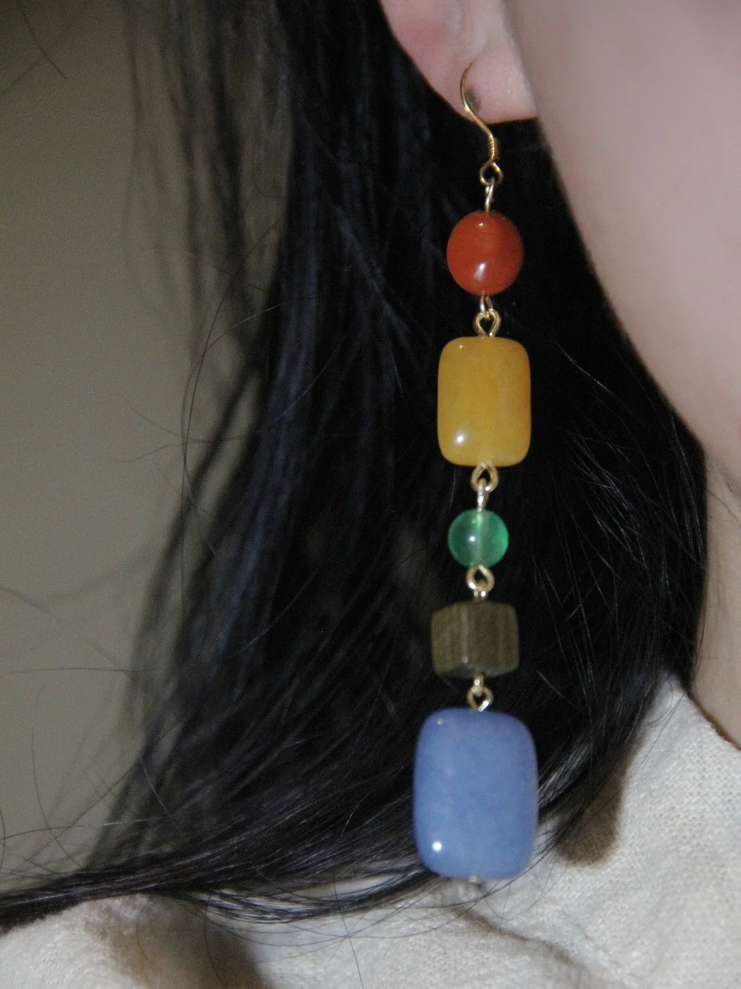 Natural Stone Rainbow Candy Drop Earrings