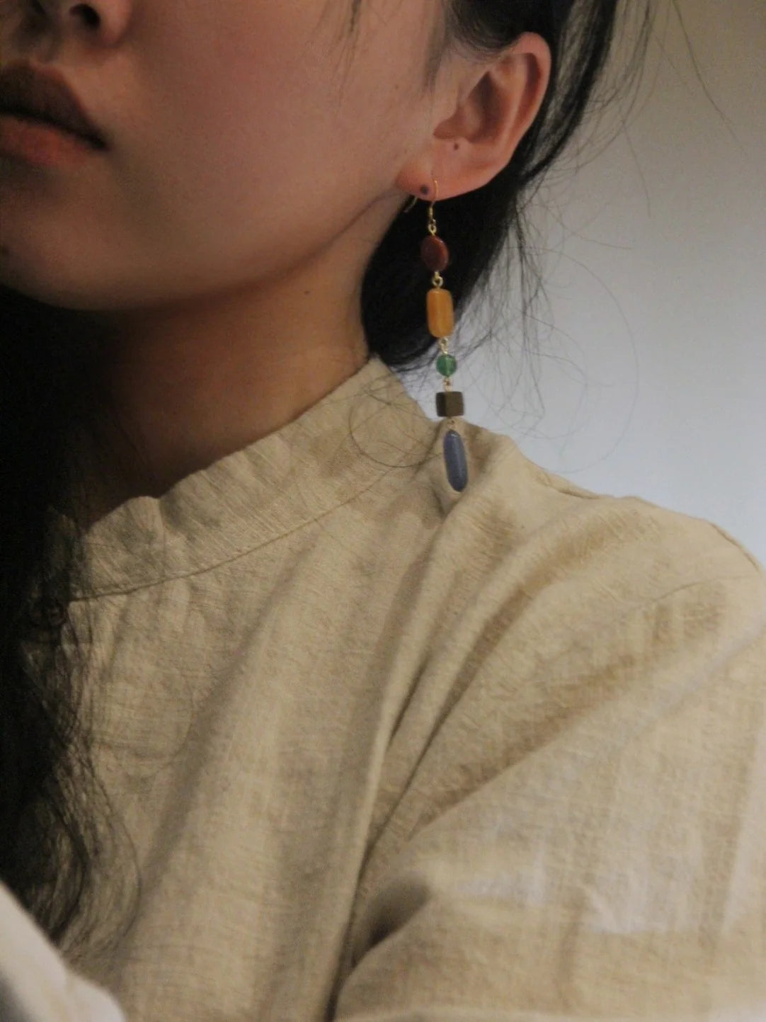 Natural Stone Rainbow Candy Drop Earrings