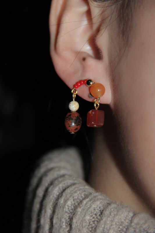 Cinnabar Red Palace Charm Earrings