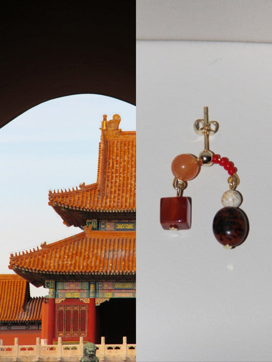 Cinnabar Red Palace Charm Earrings