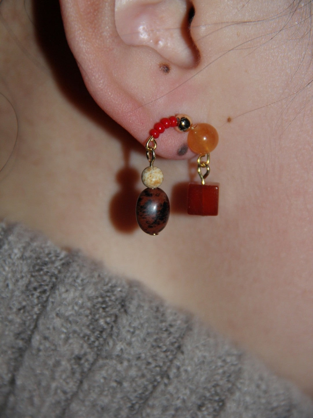 Cinnabar Red Palace Charm Earrings