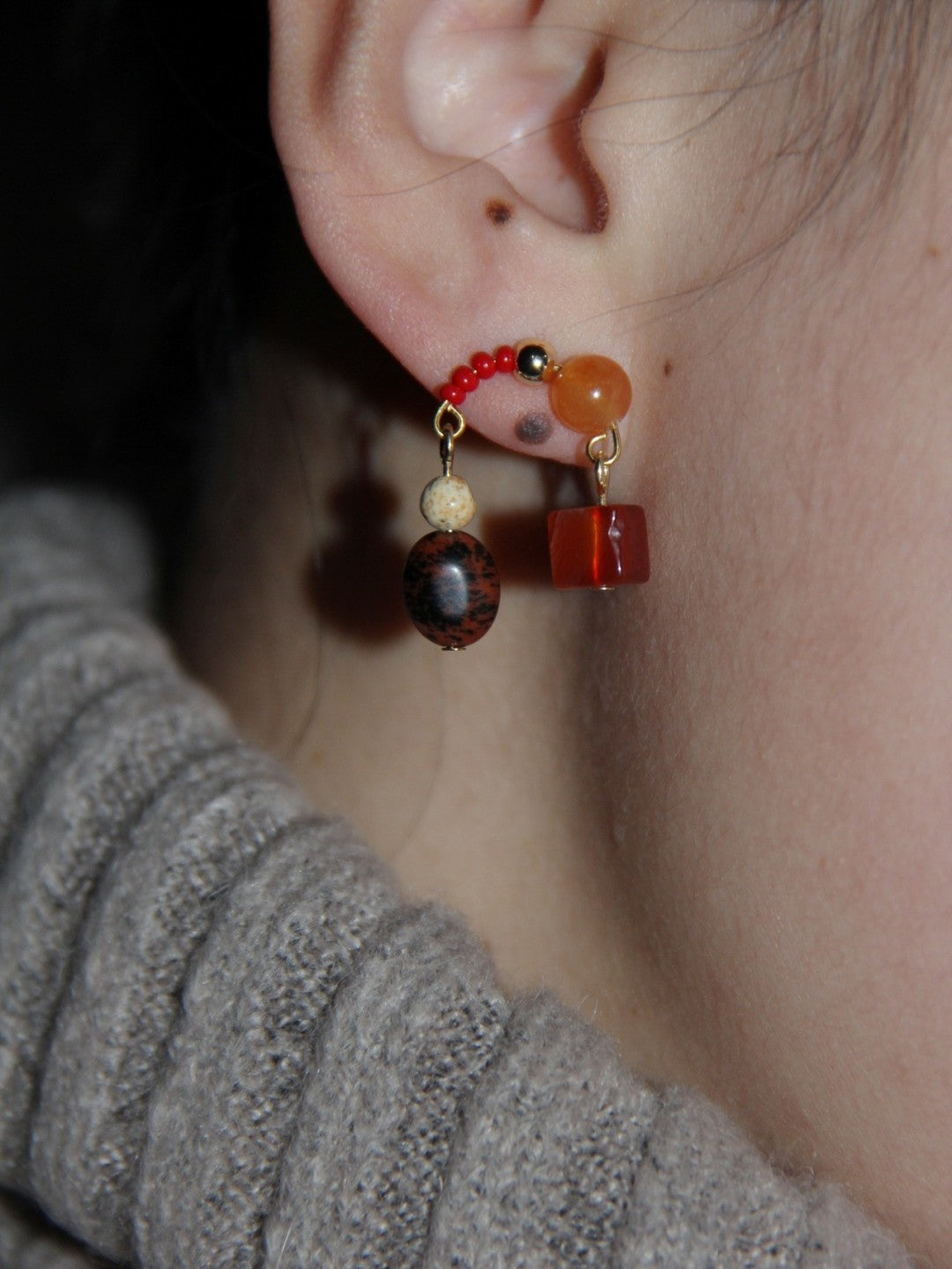 Cinnabar Red Palace Charm Earrings