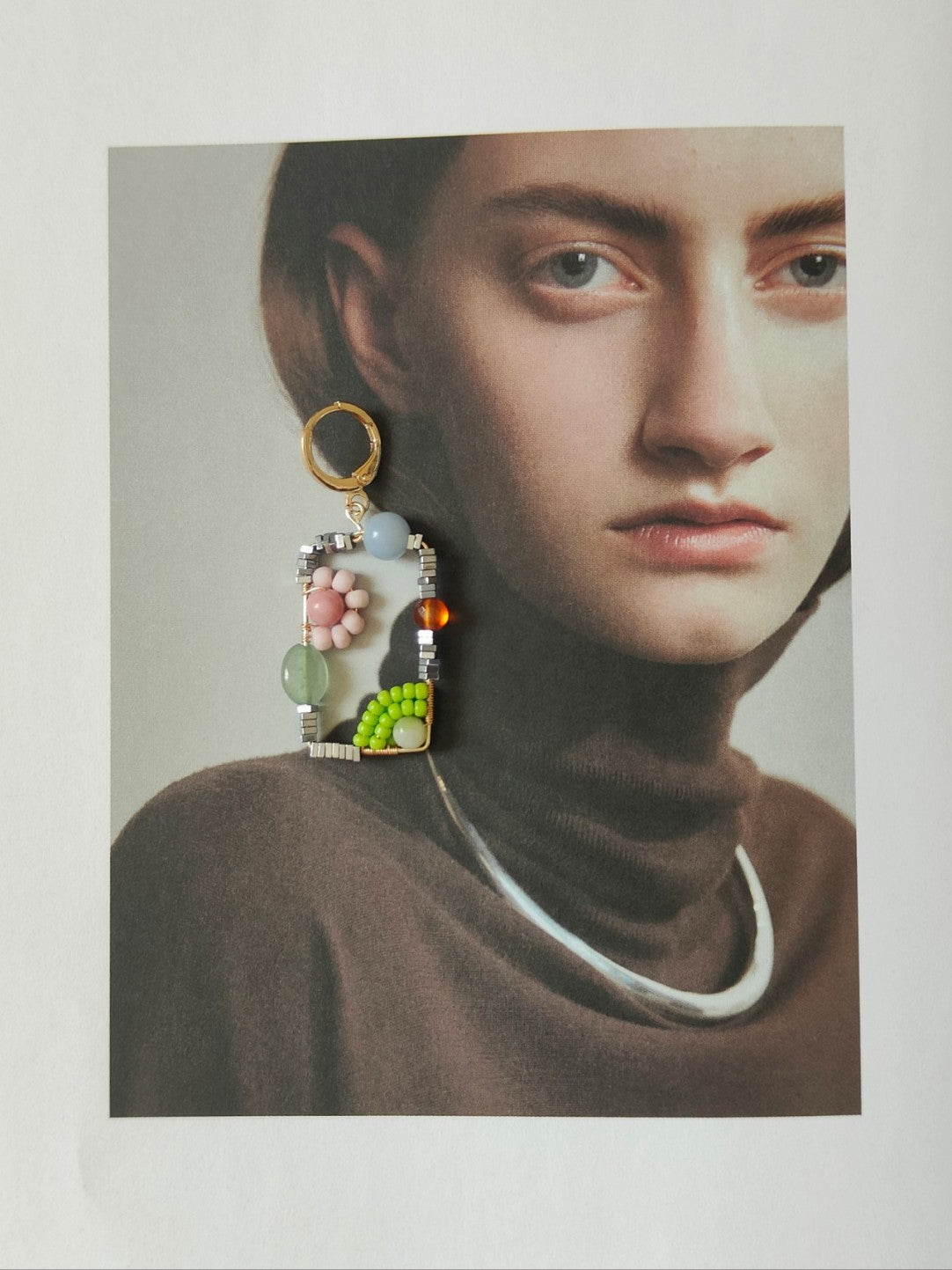Sweet Garden Natural Stone Beaded Square Earrings