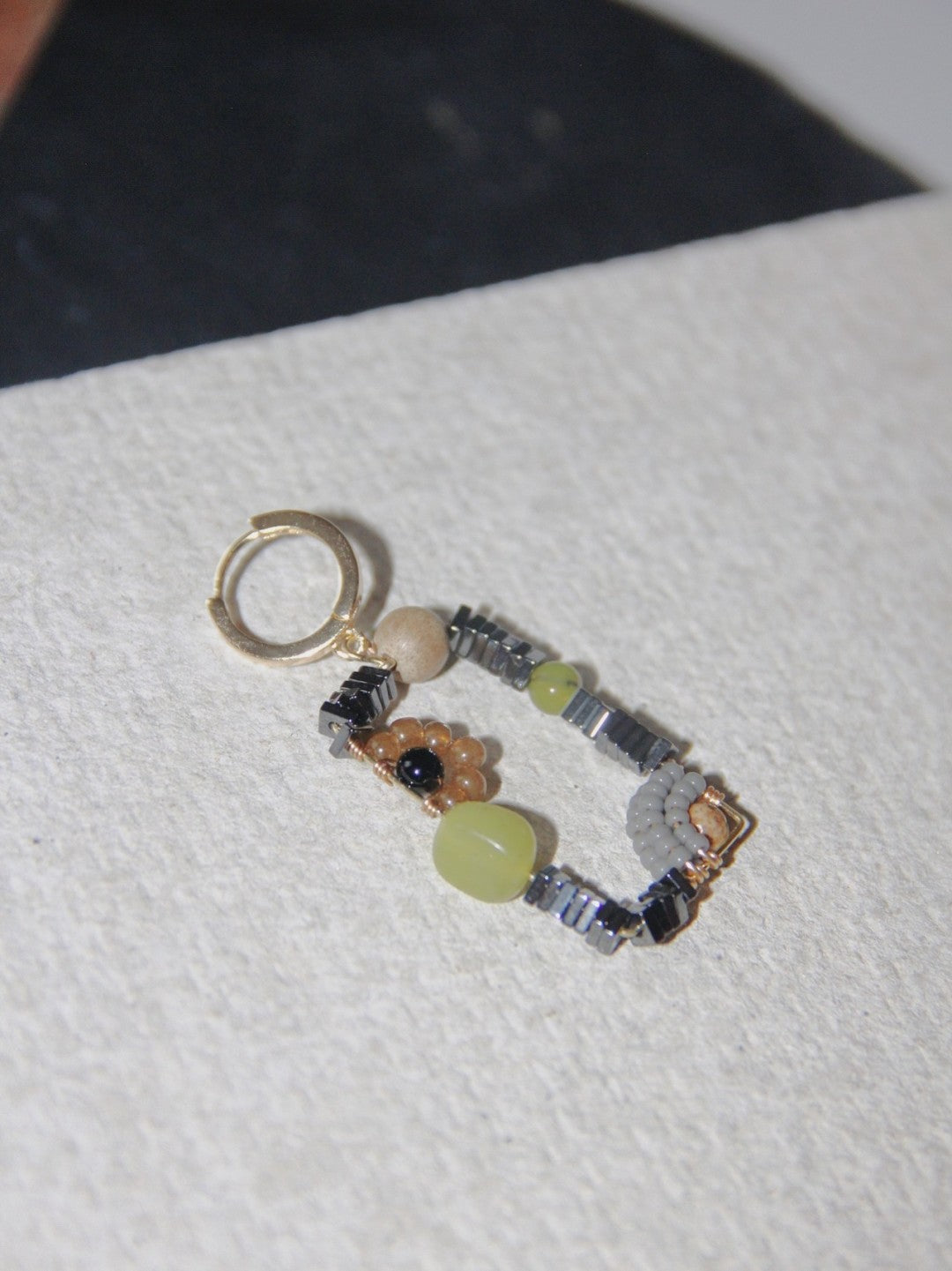 Sweet Garden Natural Stone Beaded Square Earrings
