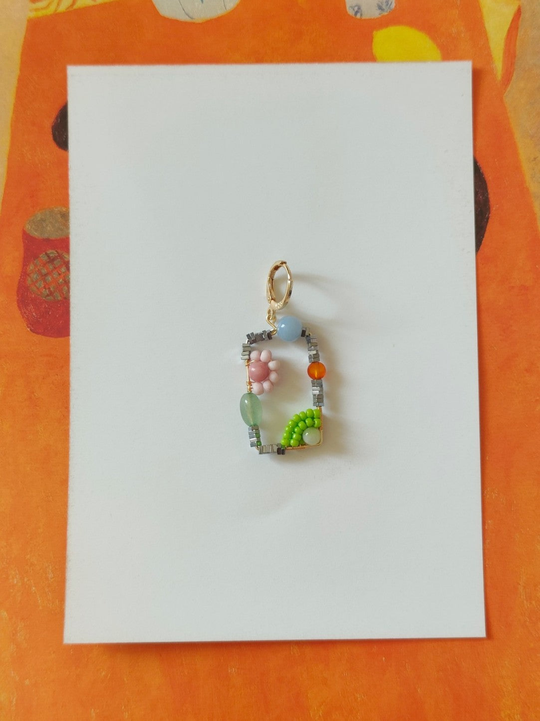Sweet Garden Natural Stone Beaded Square Earrings