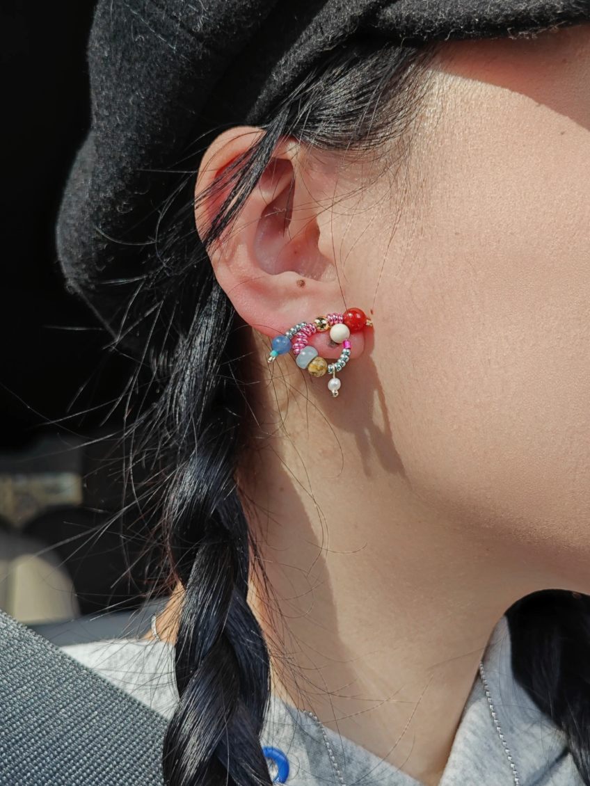 Sweet Natural Stone Twisted Beaded Earrings