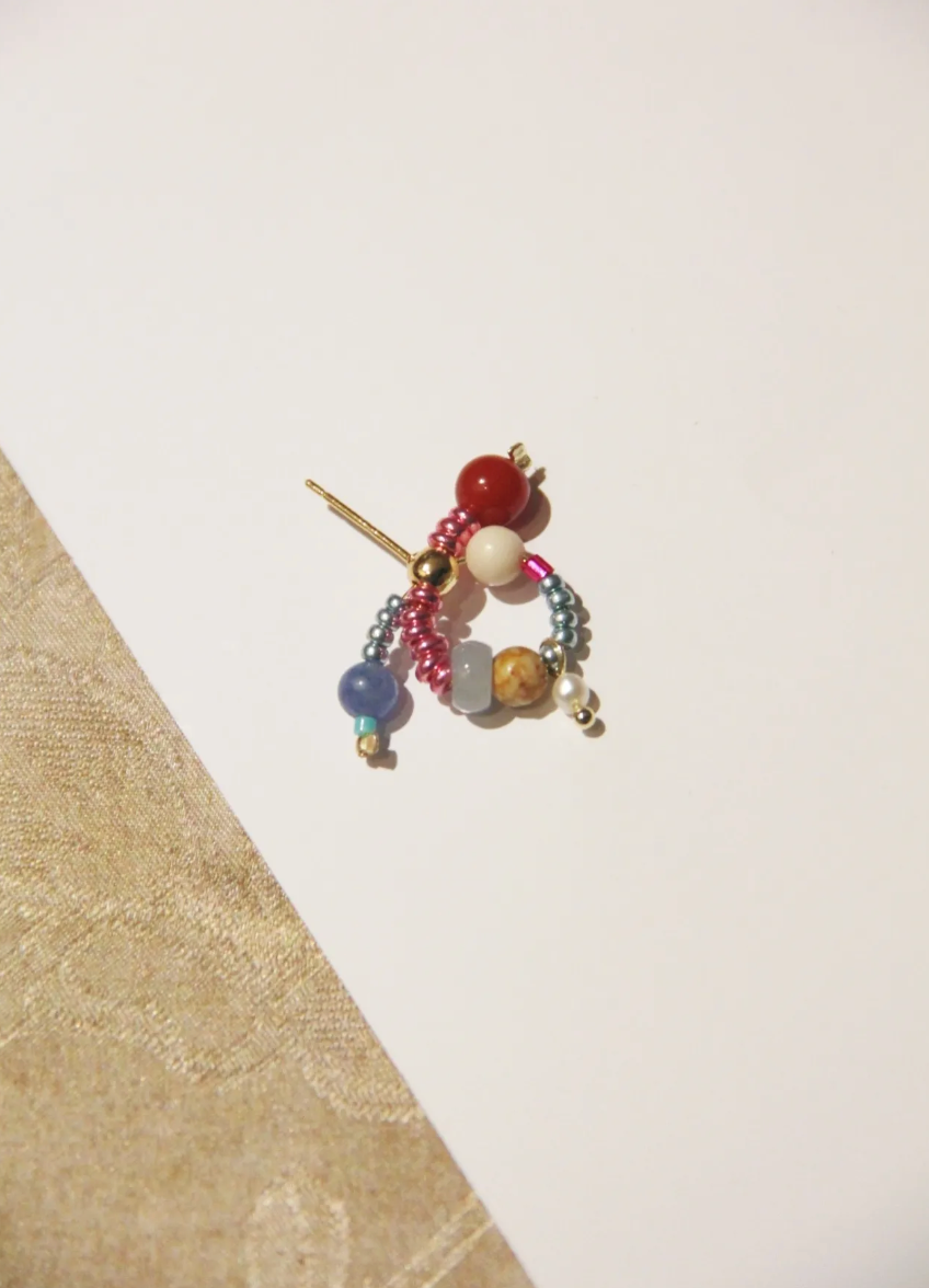 Sweet Natural Stone Twisted Beaded Earrings