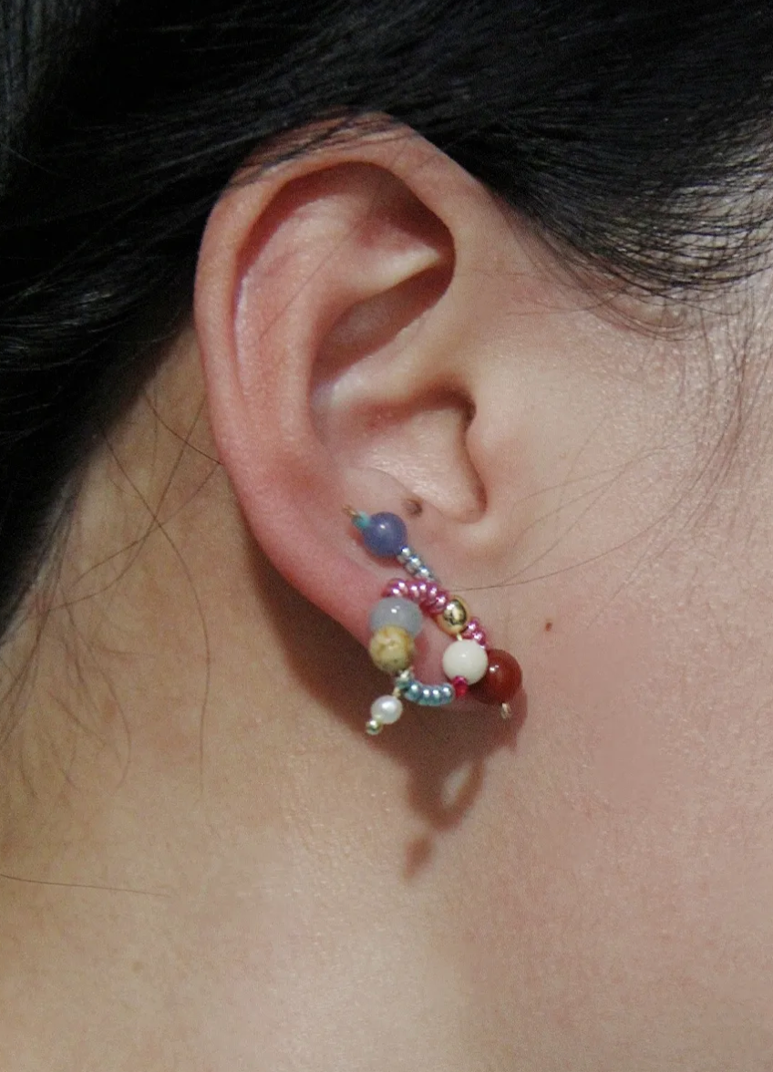 Sweet Natural Stone Twisted Beaded Earrings