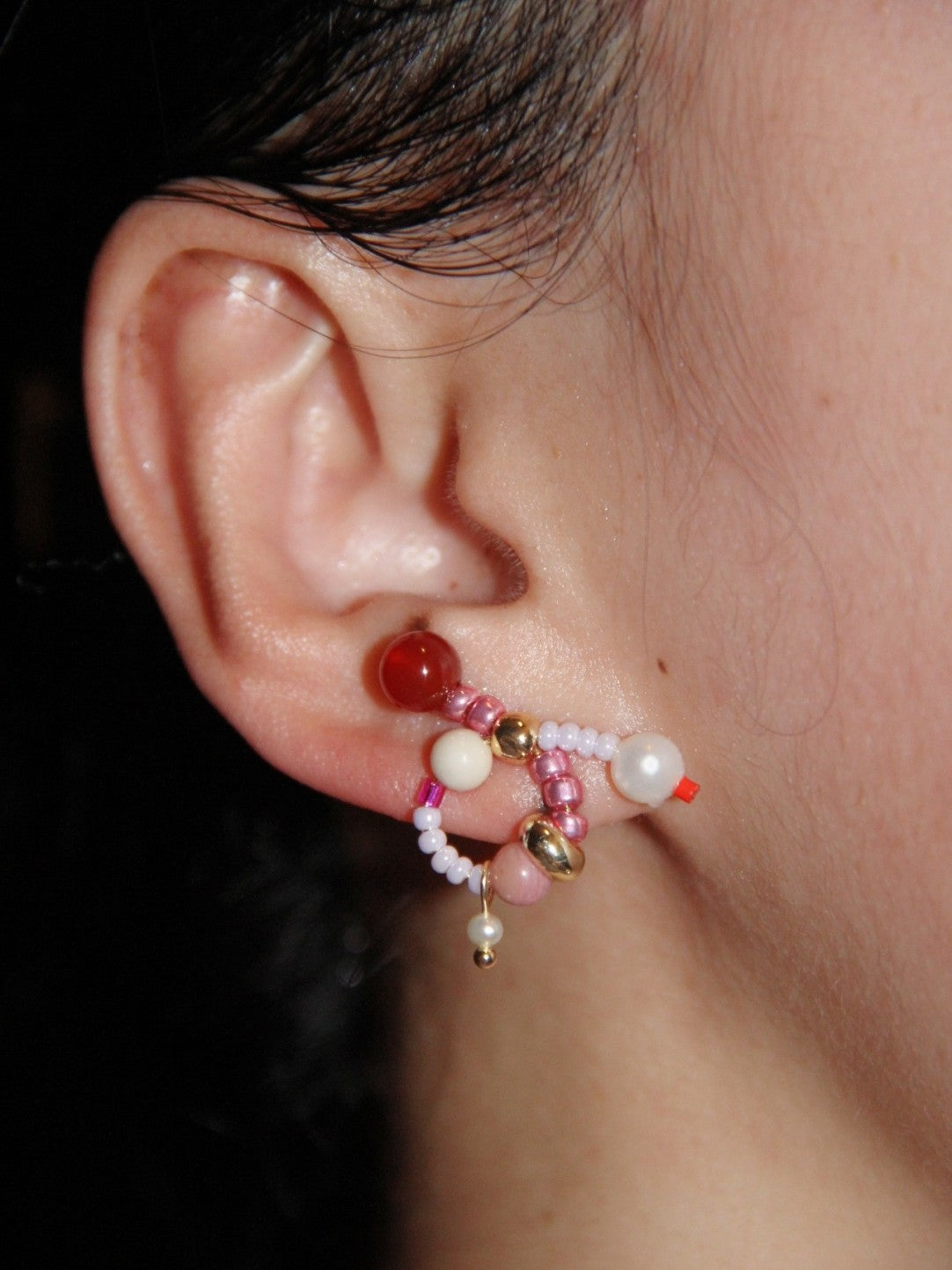 Sweet Natural Stone Twisted Beaded Earrings