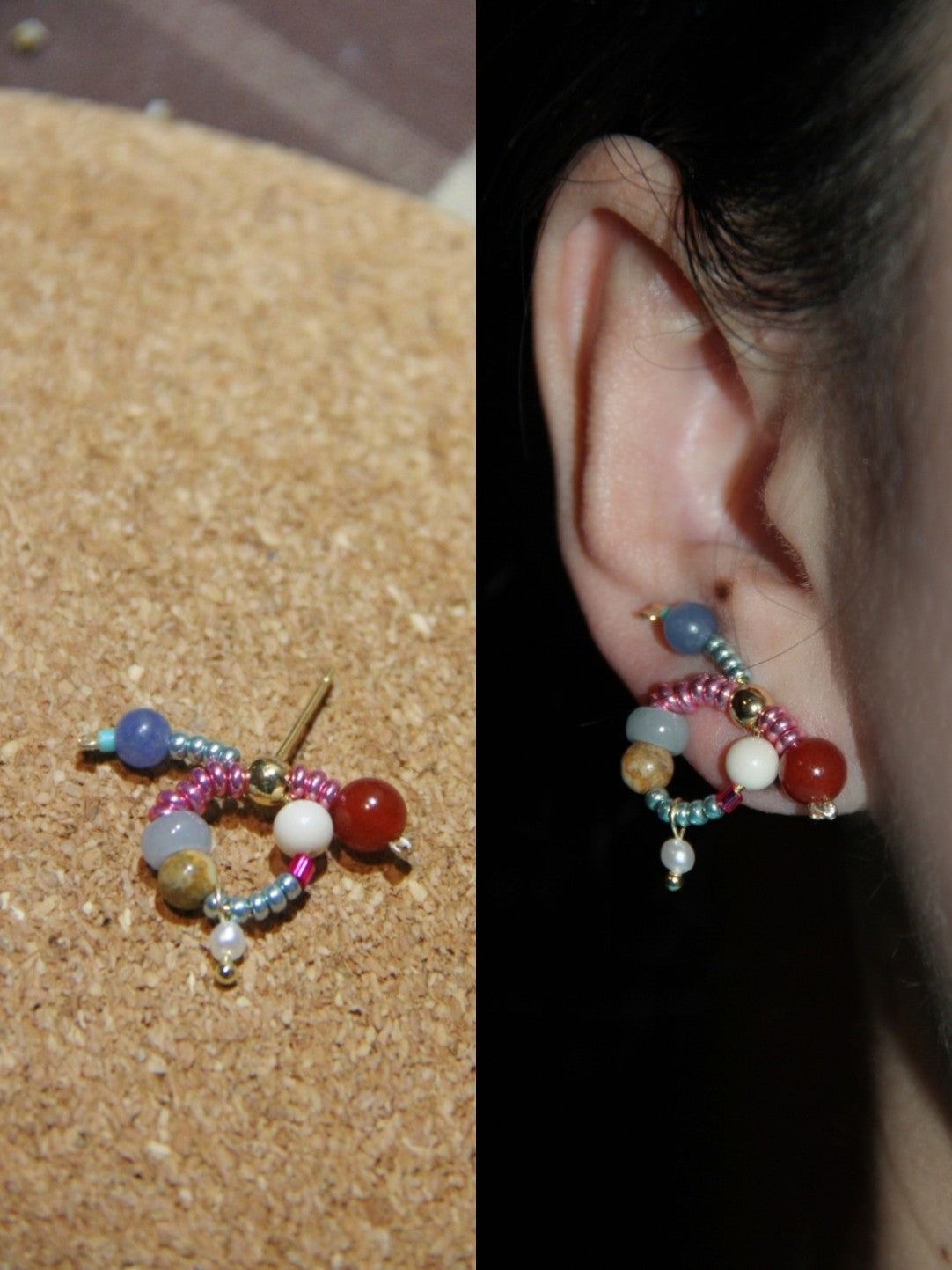 Sweet Natural Stone Twisted Beaded Earrings