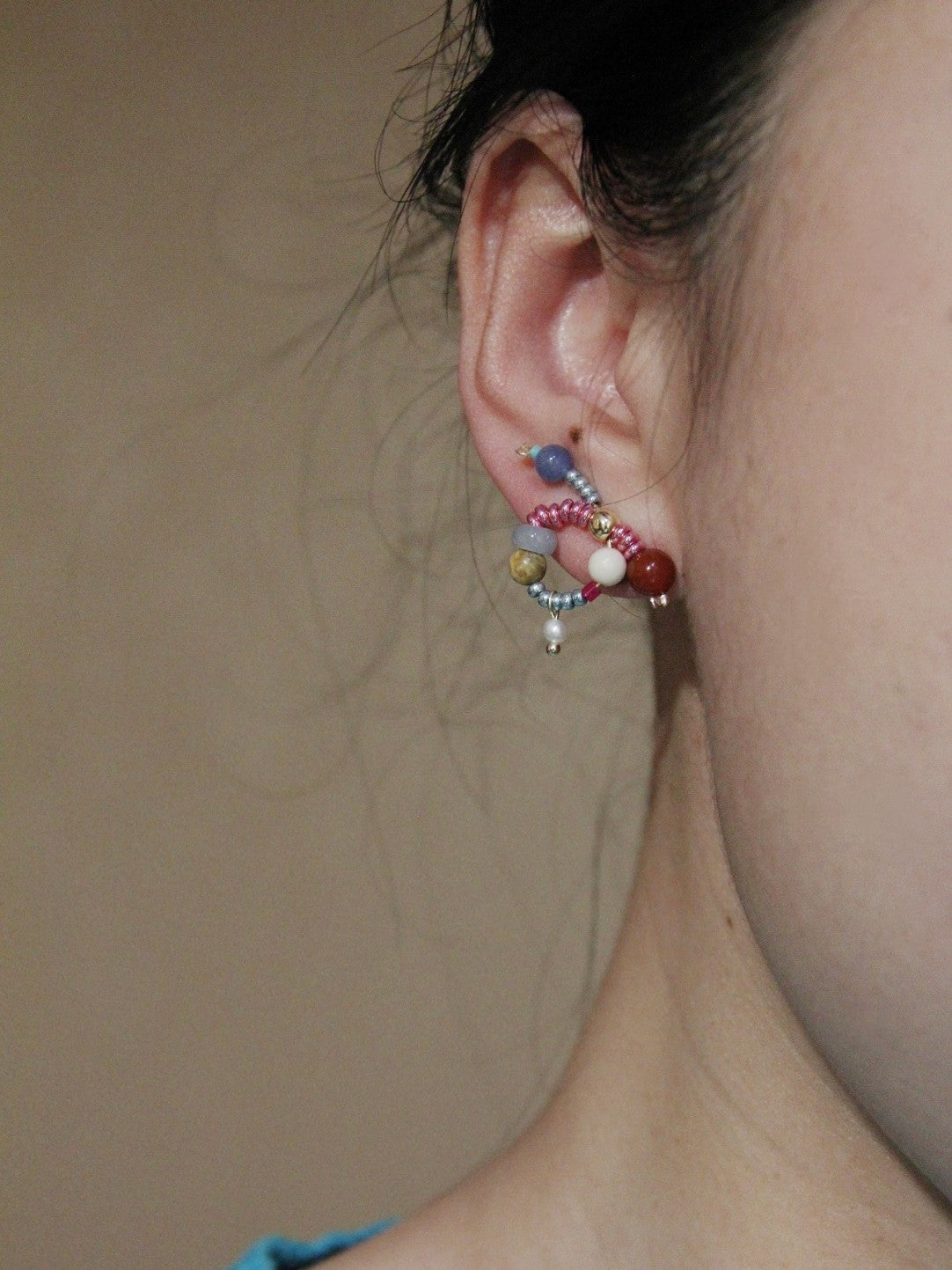 Sweet Natural Stone Twisted Beaded Earrings
