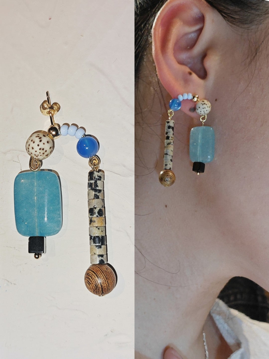 Agate Bodhi Seeds Beaded Earrings