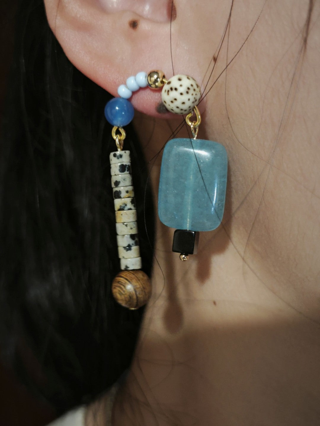 Agate Bodhi Seeds Beaded Earrings