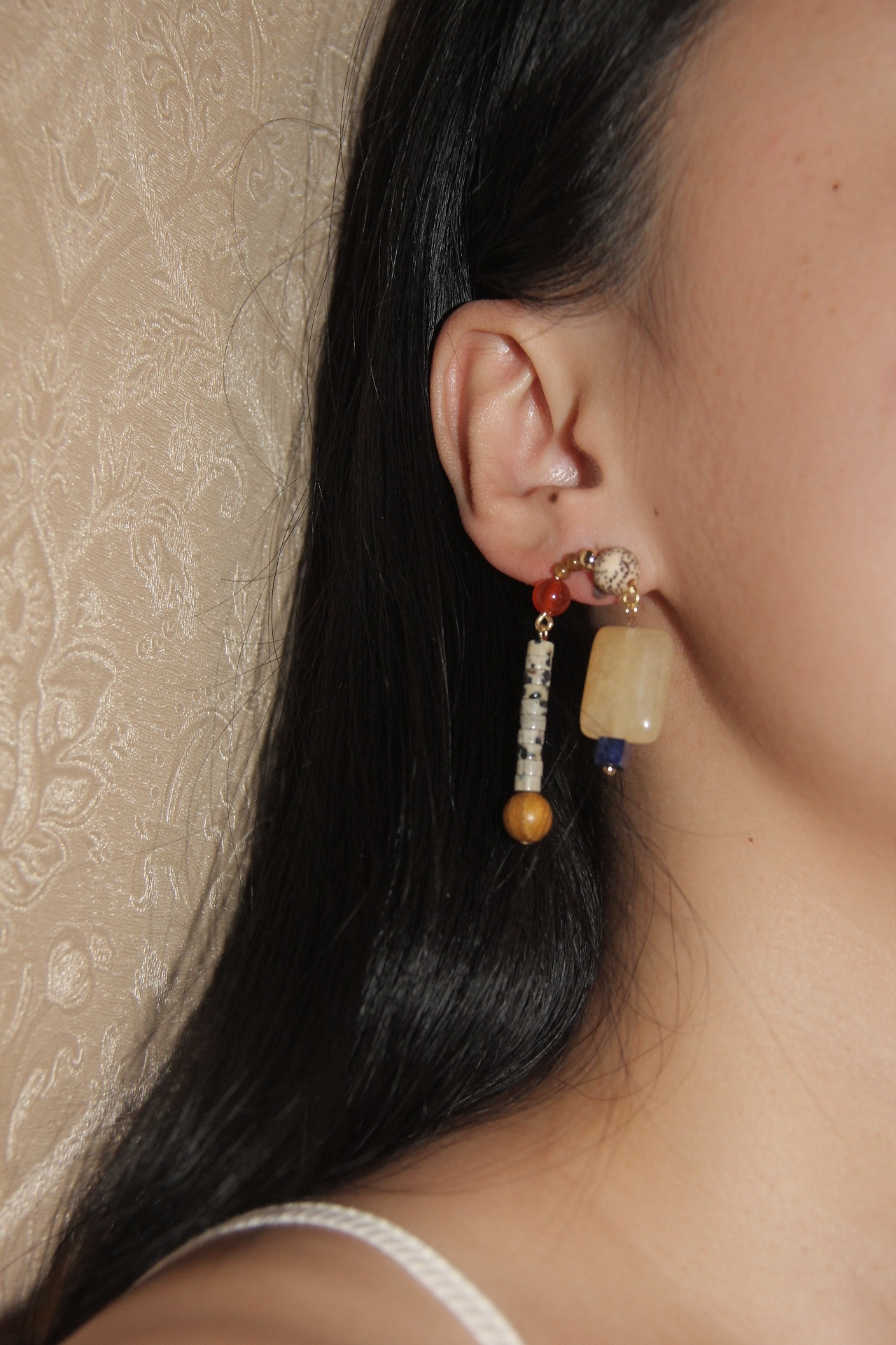 Agate Bodhi Seeds Beaded Earrings