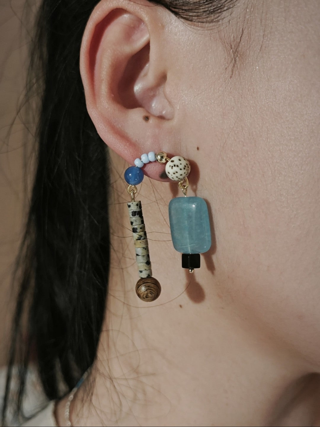 Agate Bodhi Seeds Beaded Earrings