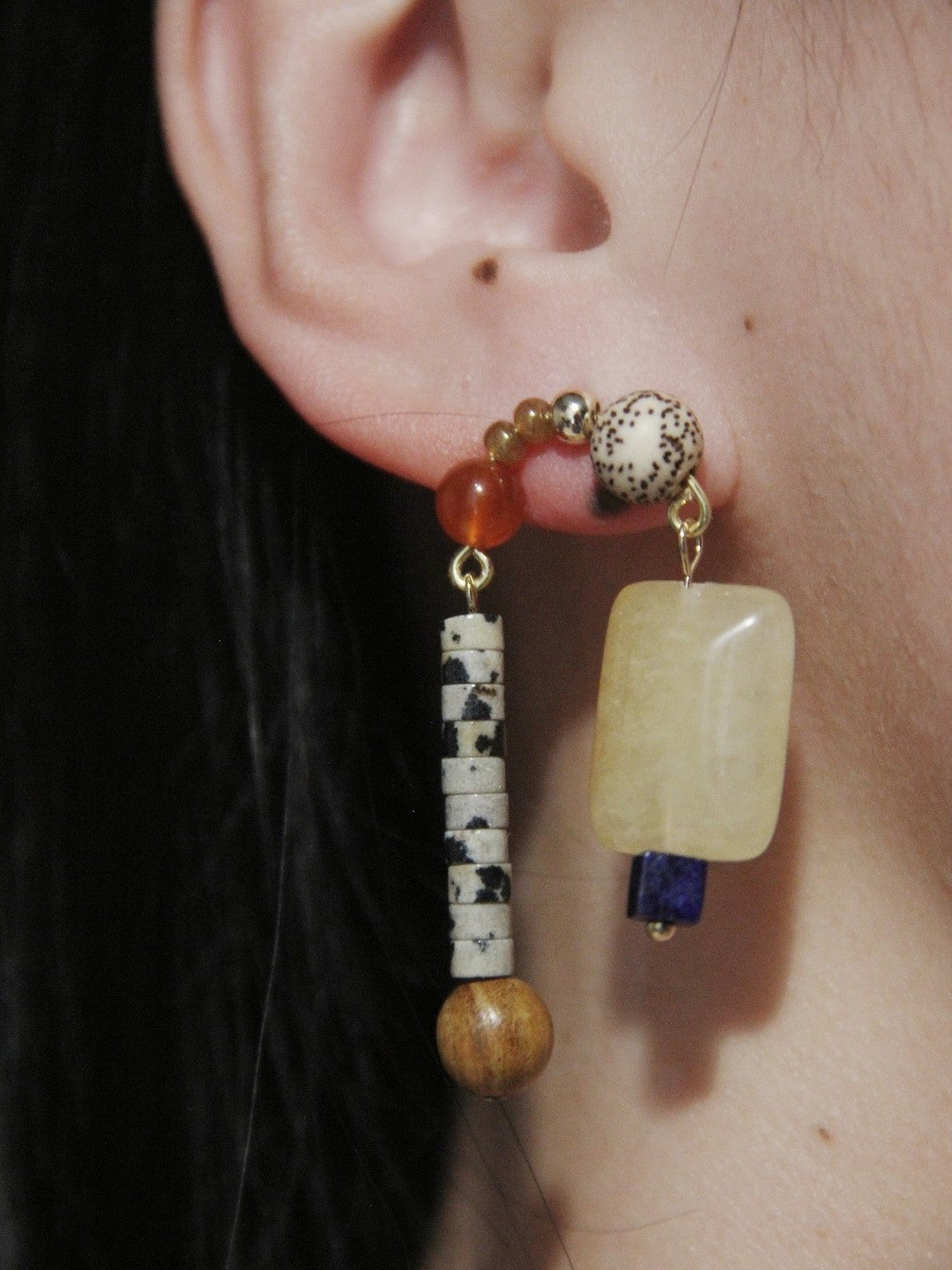 Agate Bodhi Seeds Beaded Earrings