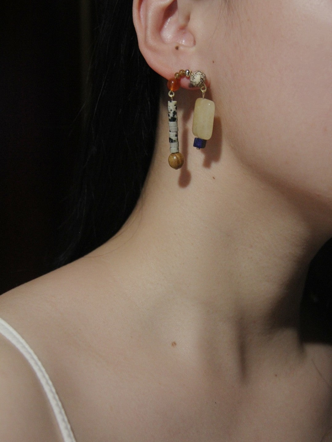 Agate Bodhi Seeds Beaded Earrings