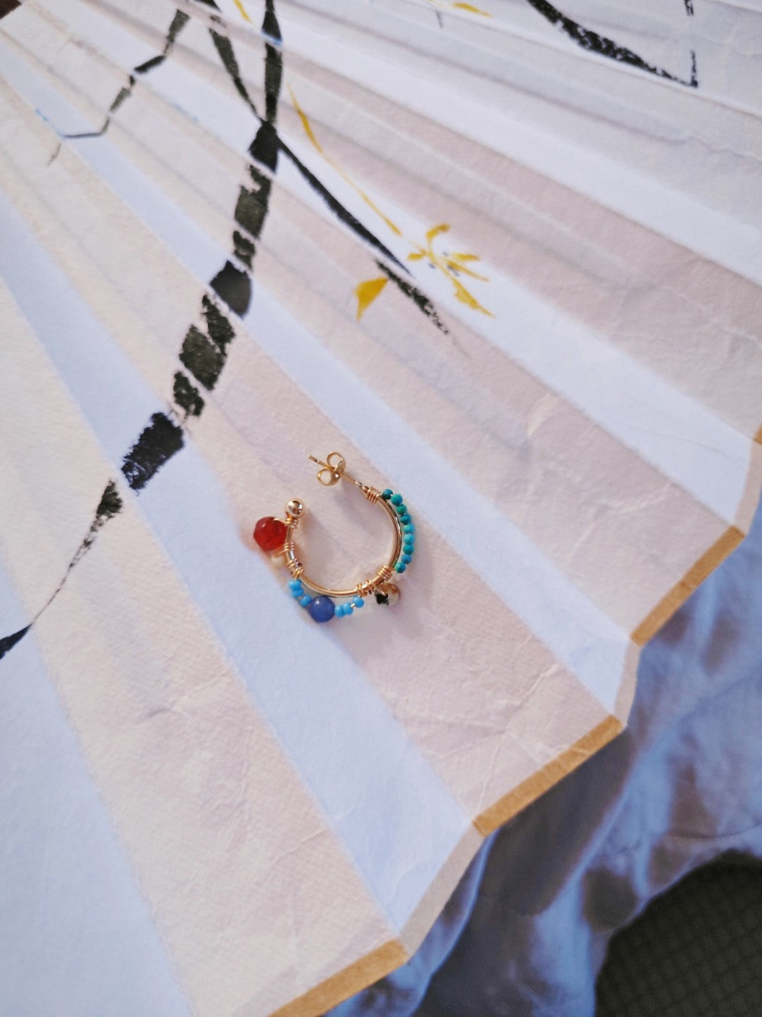 Terra Mosaic Stone Beaded Hoop Earrings