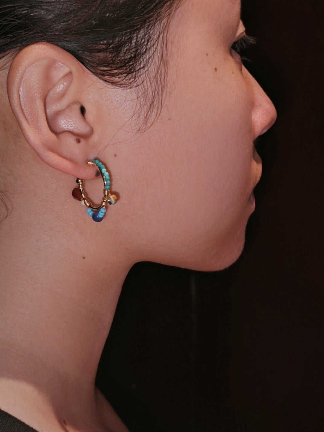 Terra Mosaic Stone Beaded Hoop Earrings