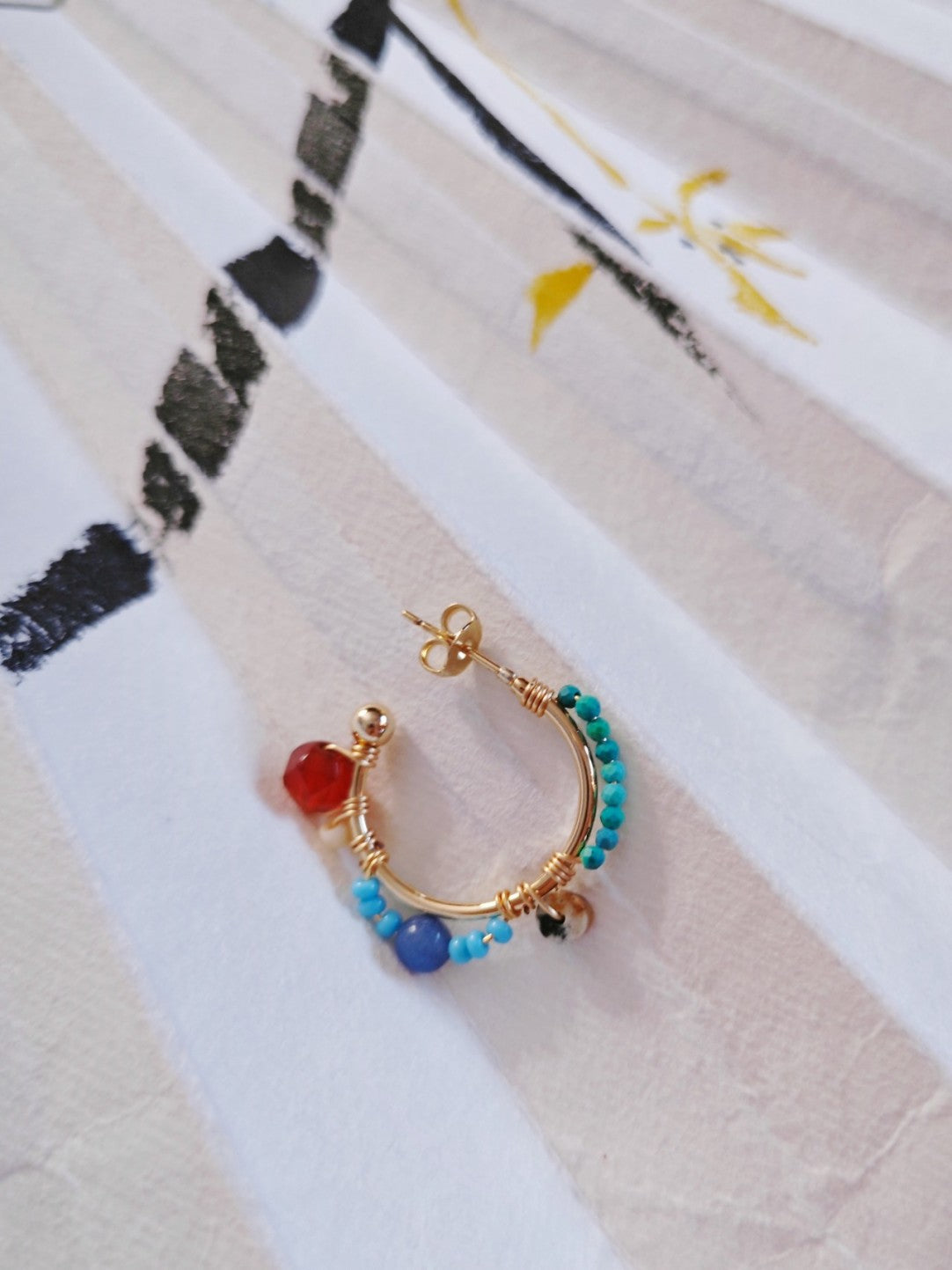 Terra Mosaic Stone Beaded Hoop Earrings
