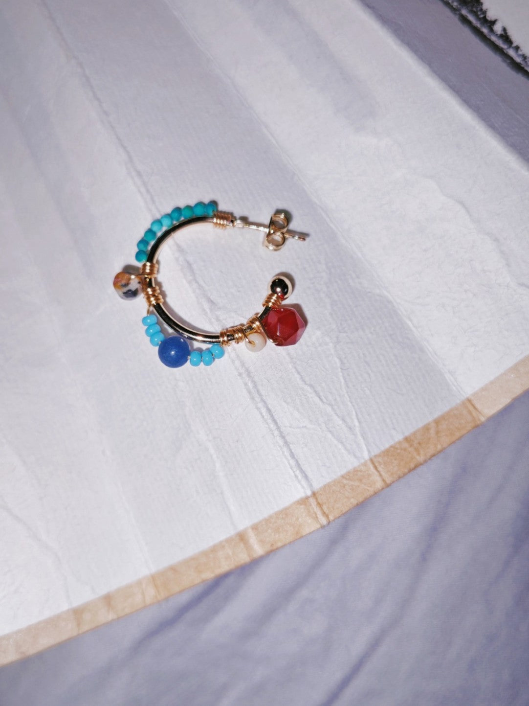 Terra Mosaic Stone Beaded Hoop Earrings