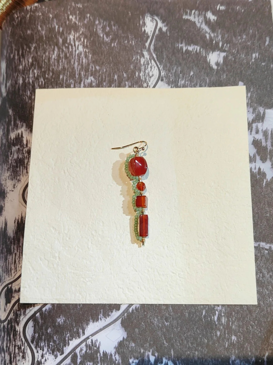 Red Agate lantern Beaded Drop Earrings