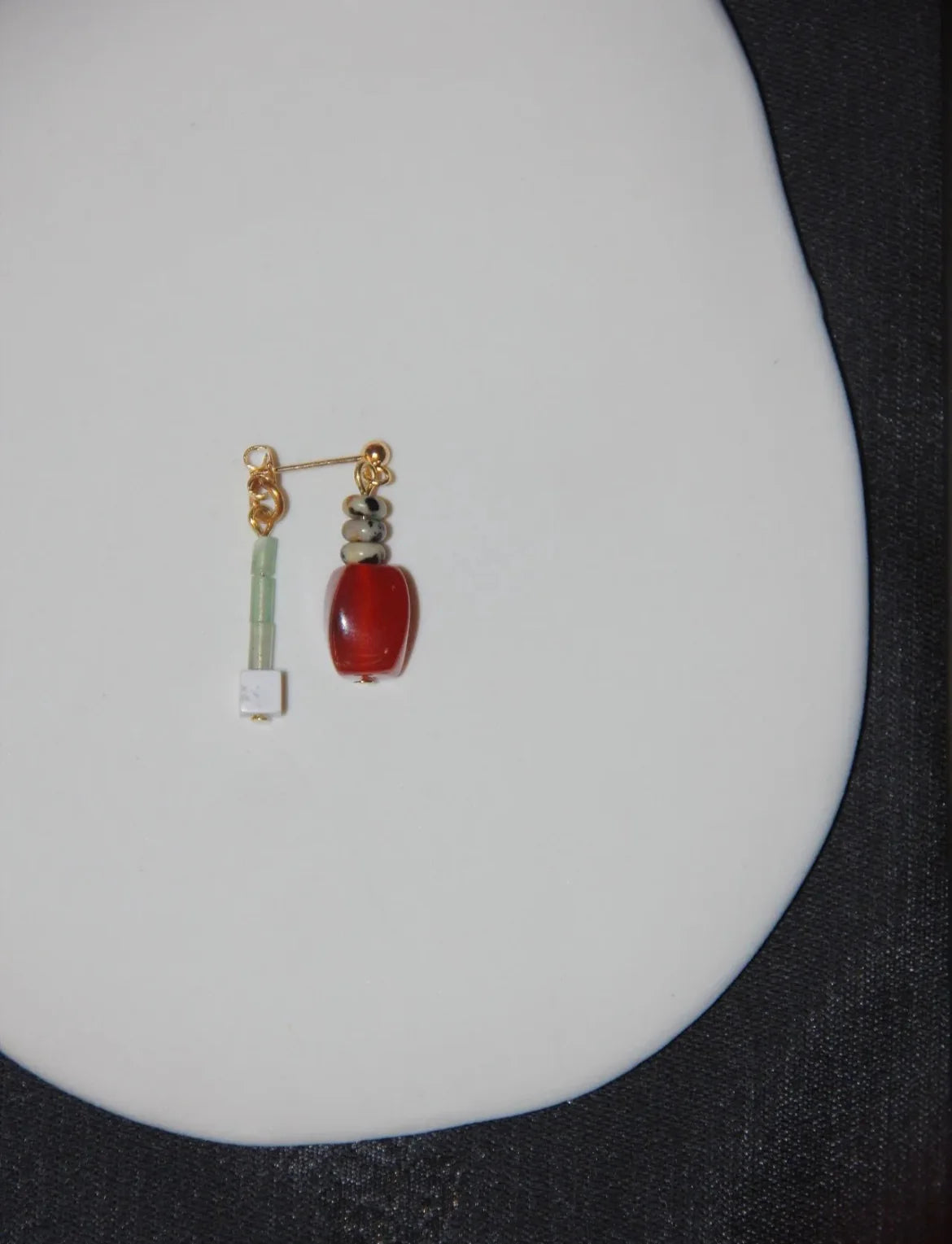 Red Agate Irregular Dangle Beaded Earrings